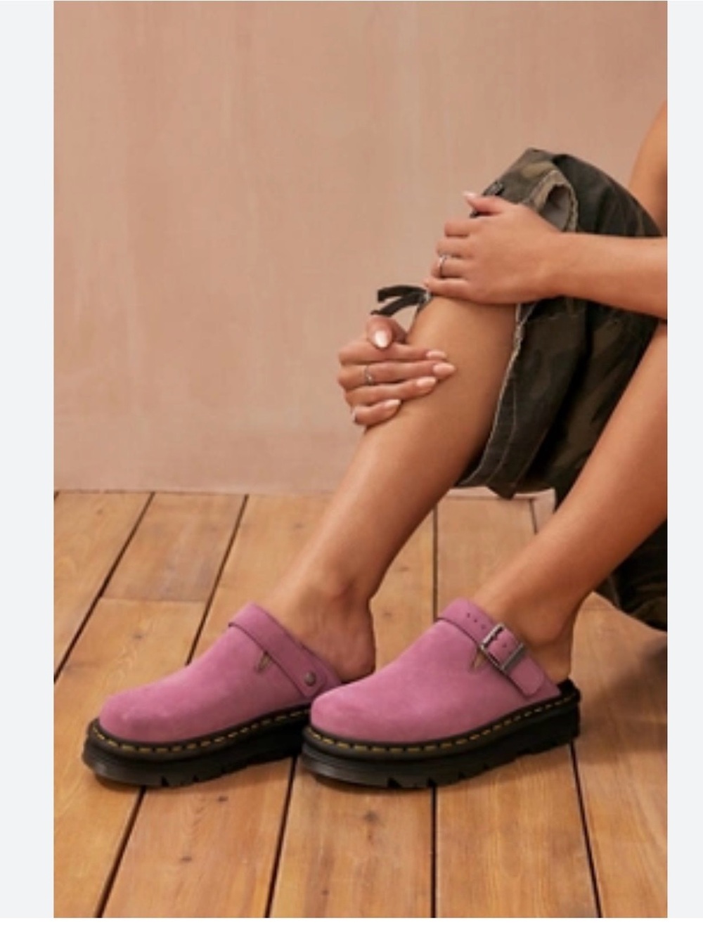 Dr. Martens Zebzag Pink Suede Mules - Picture 2 of 13